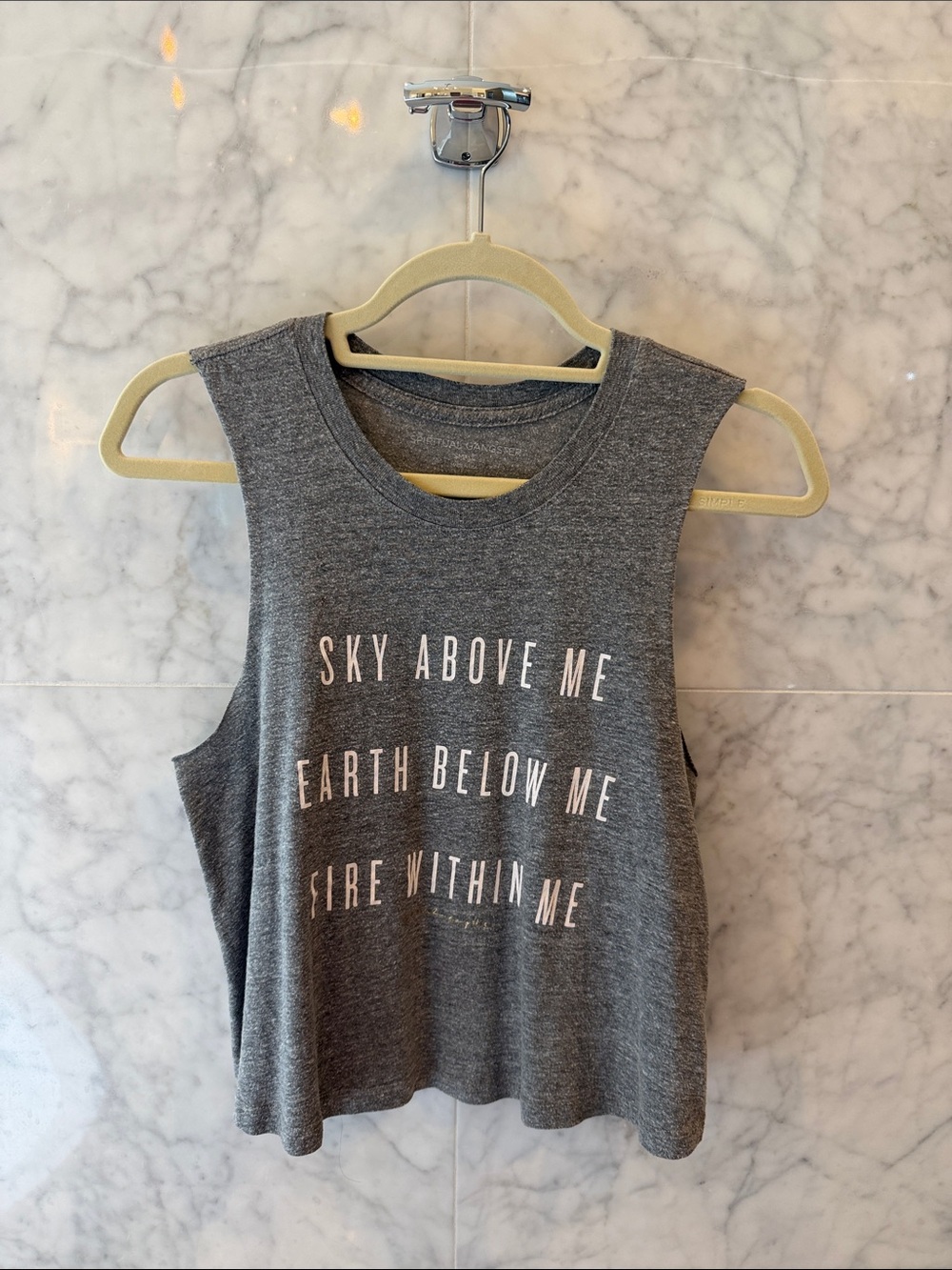 Spiritual Gangster Women’s Heather Gray Graphic Muscle Tank - Size S